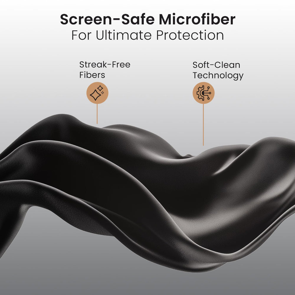 EVEO premium microfiber cloth for safe, lint-free lens cleaning.
