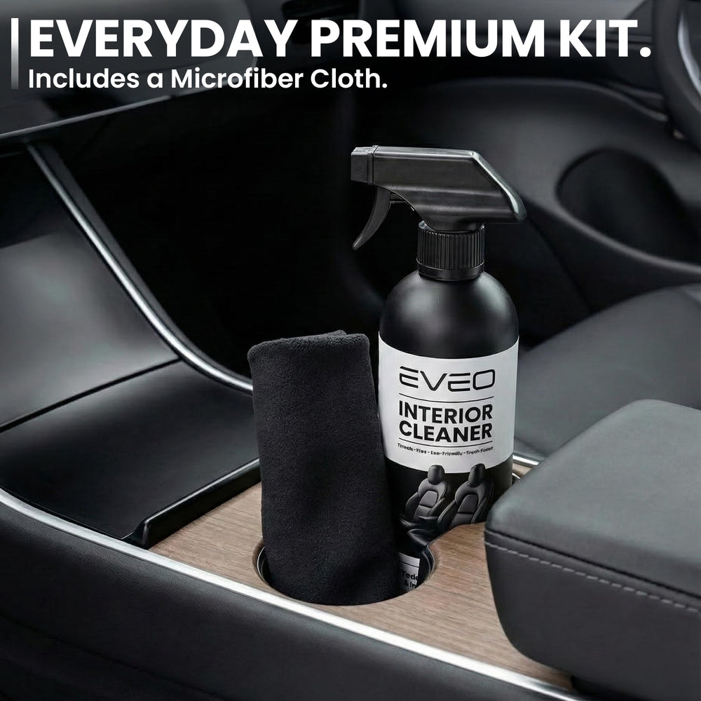 EVEO interior cleaner helps protect vegan leather and maintain factory coating.