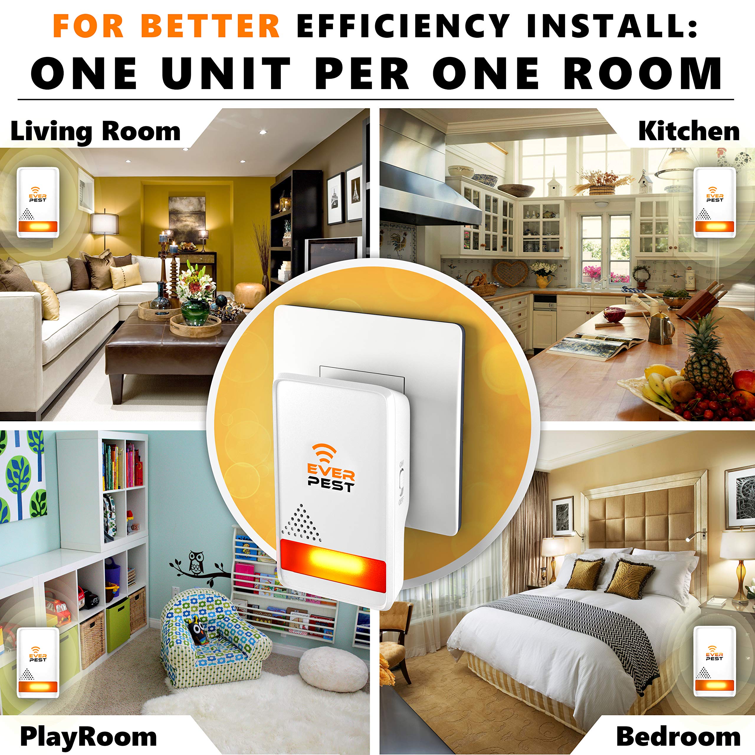 Ever Pest Ultrasonic unit demonstrates safe use around family and pets.