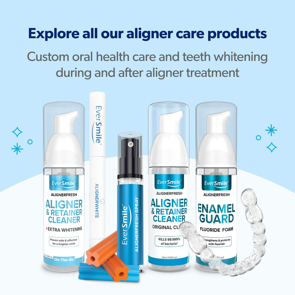 EverSmile AlignerFresh compatible with Invisalign and other clear aligners.