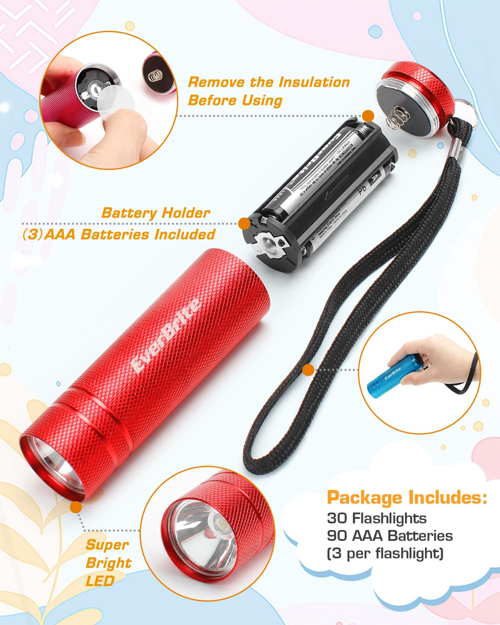 EverBrite midnight-black flashlight with lanyard for hands-free use