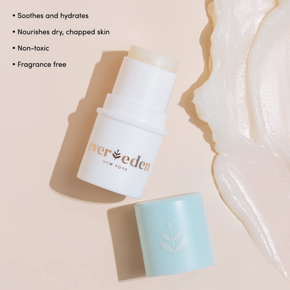 Evereden Baby Lip Balm on baby lips demonstrates gentle moisture for dry lips.
