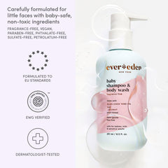 Evereden Baby Shampoo lather close-up signals mild, non-toxic cleansing.