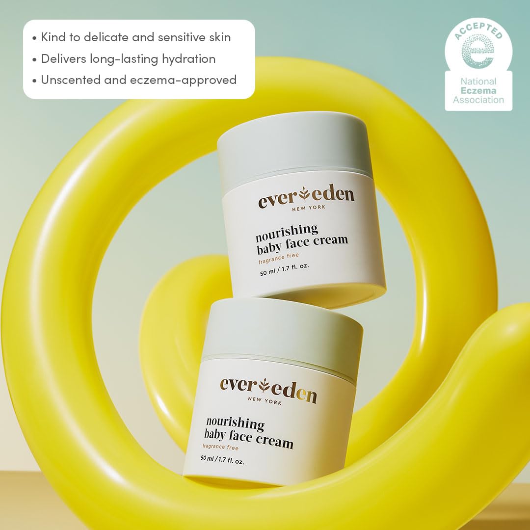 Fragrance-free Evereden Nourishing Baby Face Cream on display for baby skin care