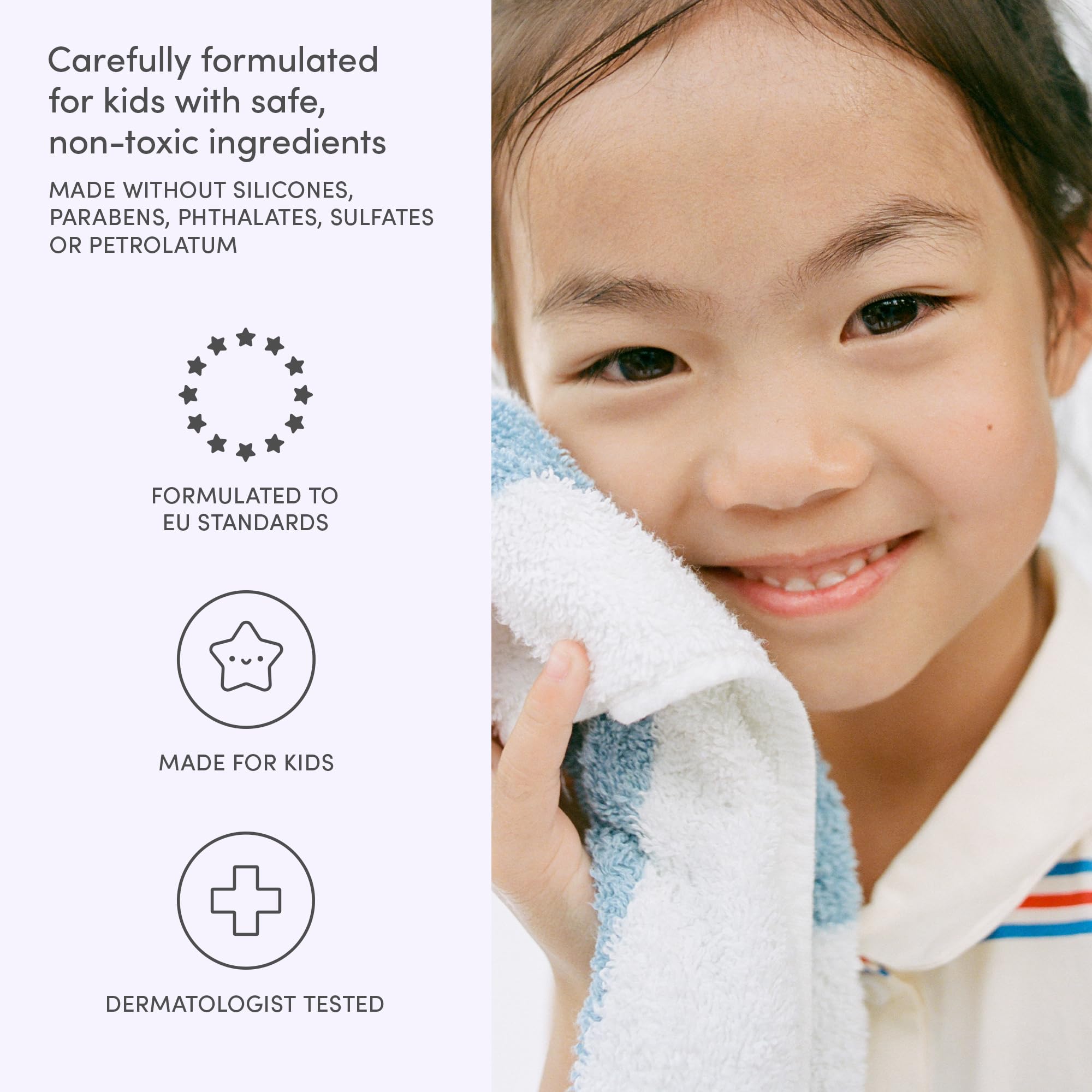 Evereden Kids Body Wash foam closeup highlights rich, gentle lather