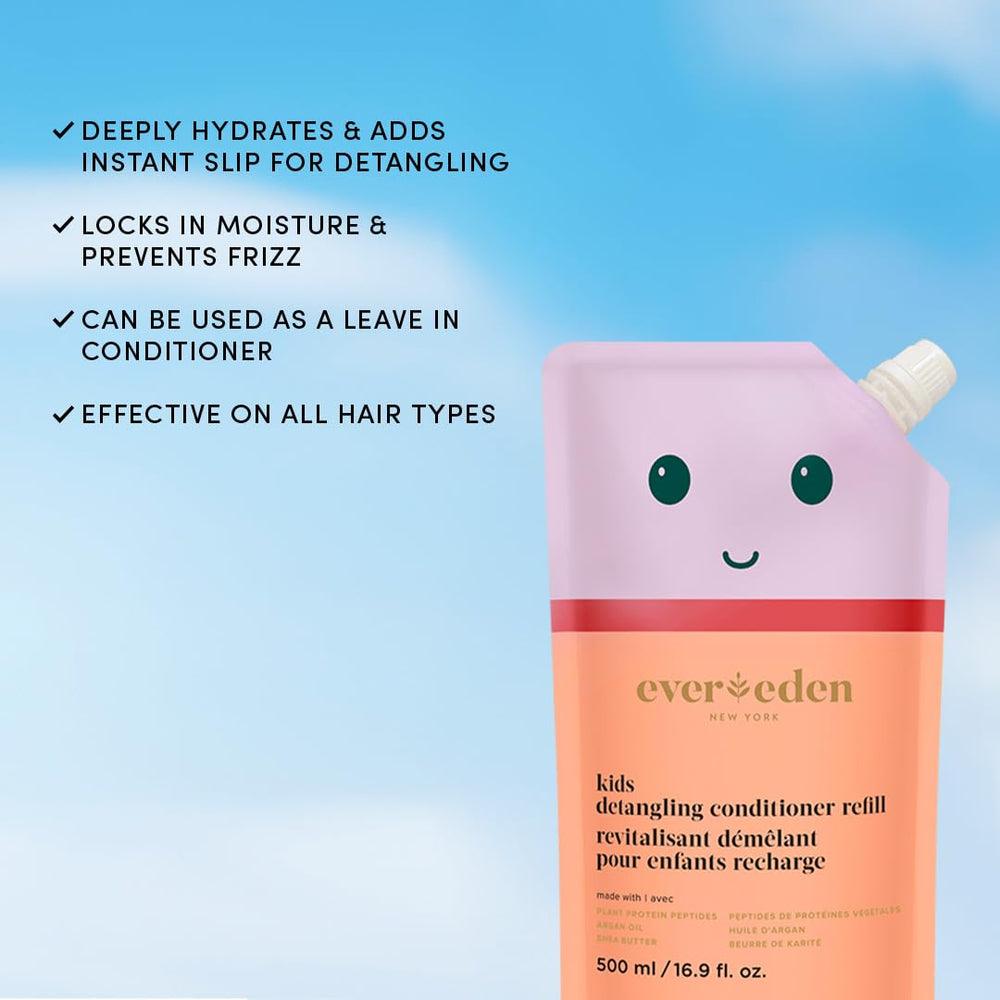 Evereden Kids Conditioner smooth-hair model shows hydrated, frizz-free results after use.