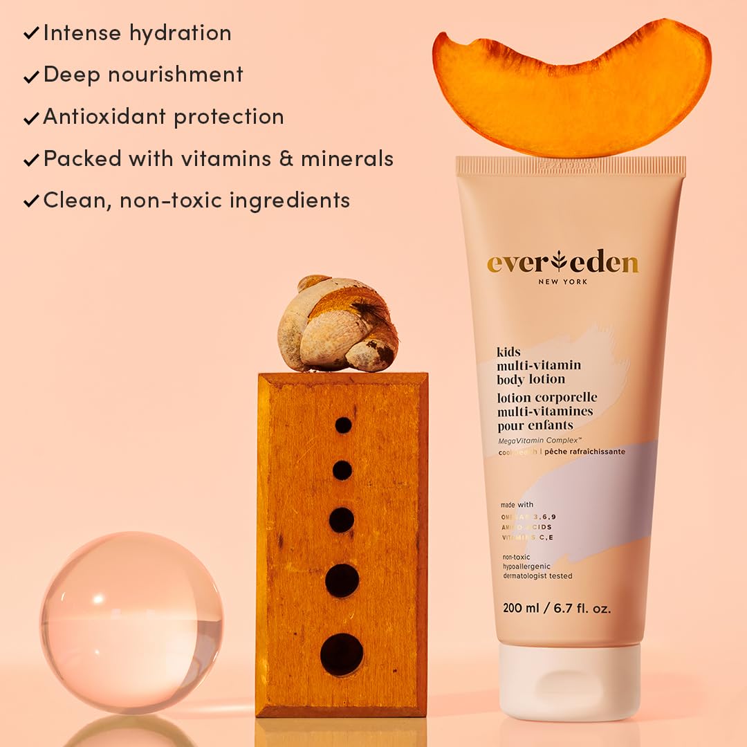 Evereden kids lotion application close-up highlighting smooth, soft skin after use