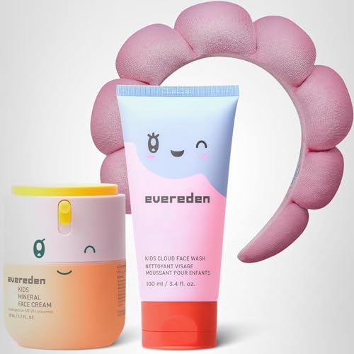 Evereden kids routine scene with products and headband promotes easy mornings.