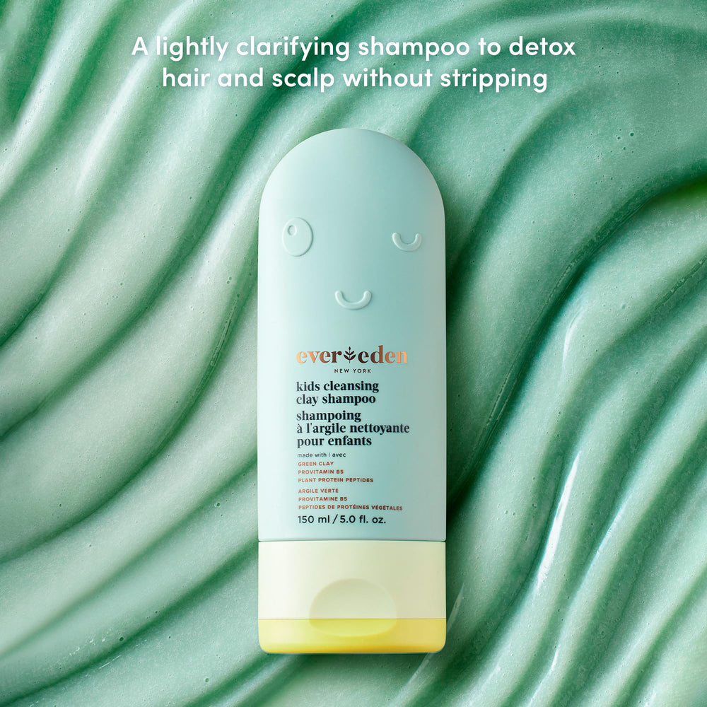 Evereden kids shampoo demonstrates frizz control and shine after cleansing.