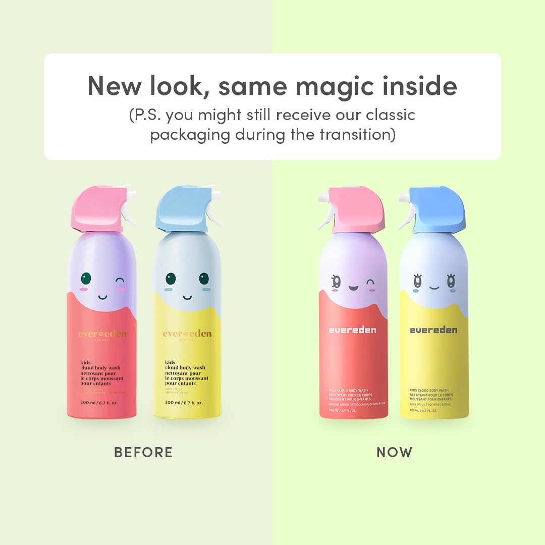 Evereden Kids spray-bottle foam enables easy, mess-free lather during bath time.