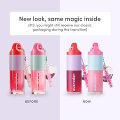 Evereden Sakura lip gloss and glitter heart keychain, kid-friendly design.