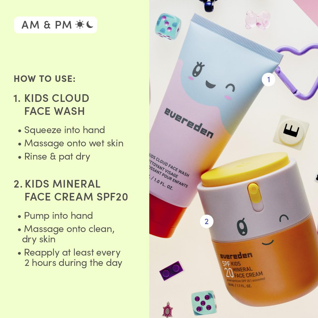 Evereden Mineral Non-Nano graphic emphasizes breathable, non-clog pores for kids.