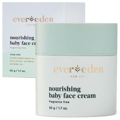 Evereden Nourishing Baby Face Cream bottle showing non-greasy hydration for delicate skin