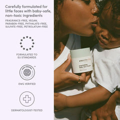 Ingredient label of Evereden Nourishing Baby Face Cream highlights clean oils for sensitive skin