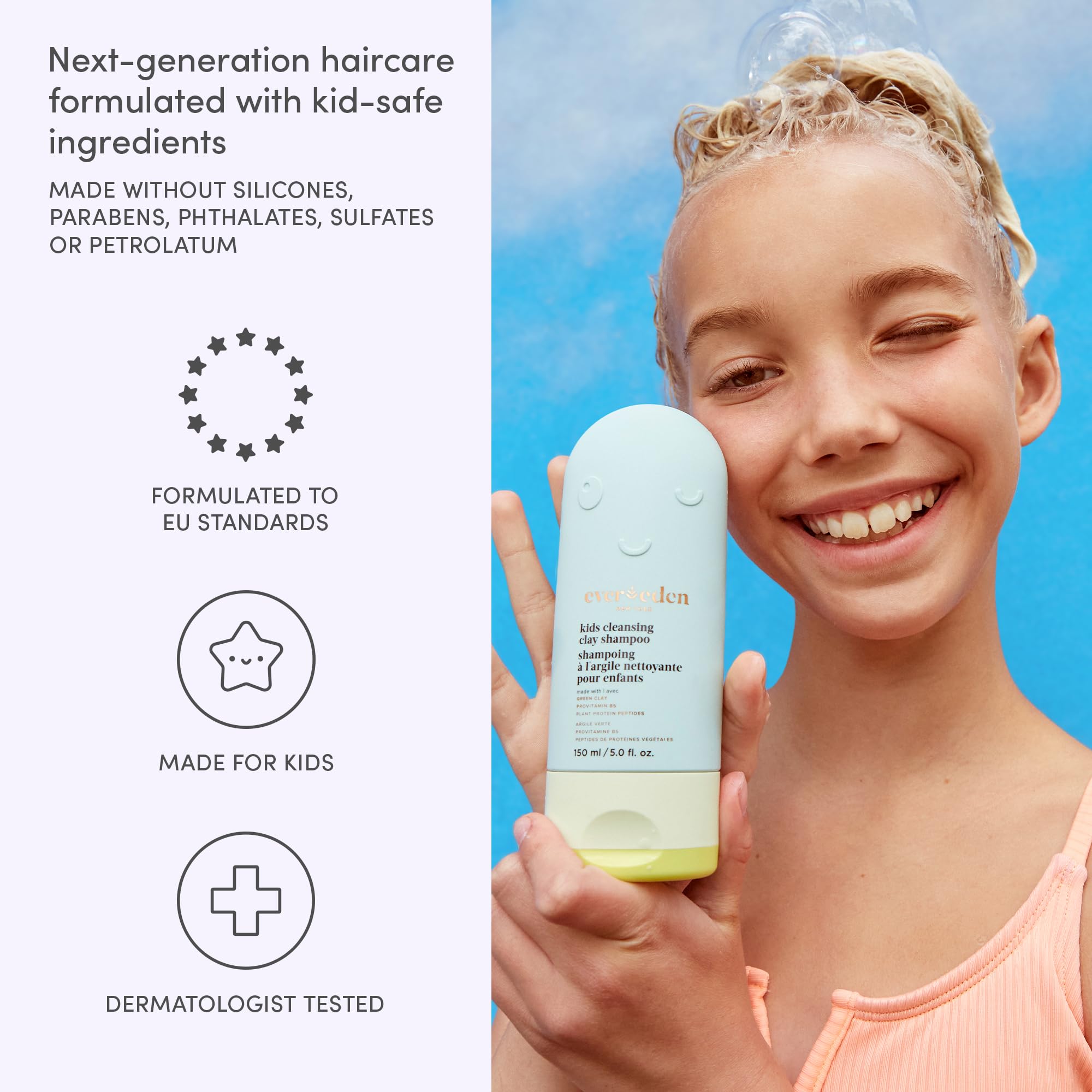 Evereden formula with plant protein peptides and argan oil nourishes hair.
