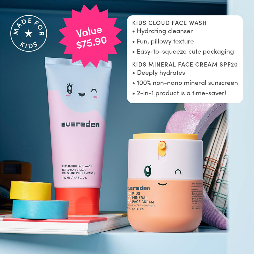 Evereden SPF 20 Mineral Face Cream tube provides lightweight sun protection for kids.