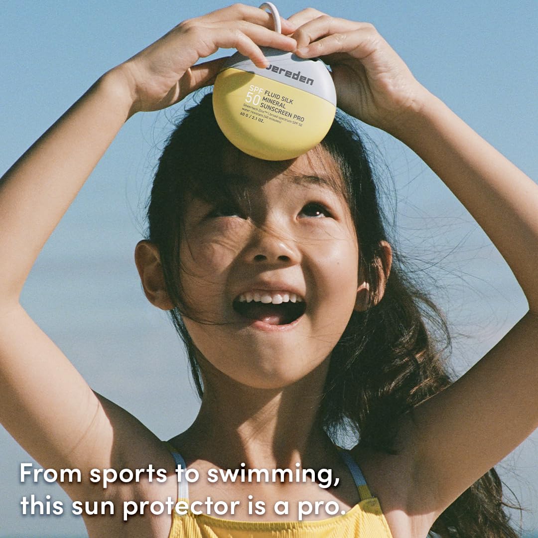 Evereden SPF50 Fluid Silk beach scene highlighting sun protection for kids