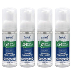 Everest 24-Hour Defense foaming hand sanitizer bottle showing fragrance-free, skin-friendly design.