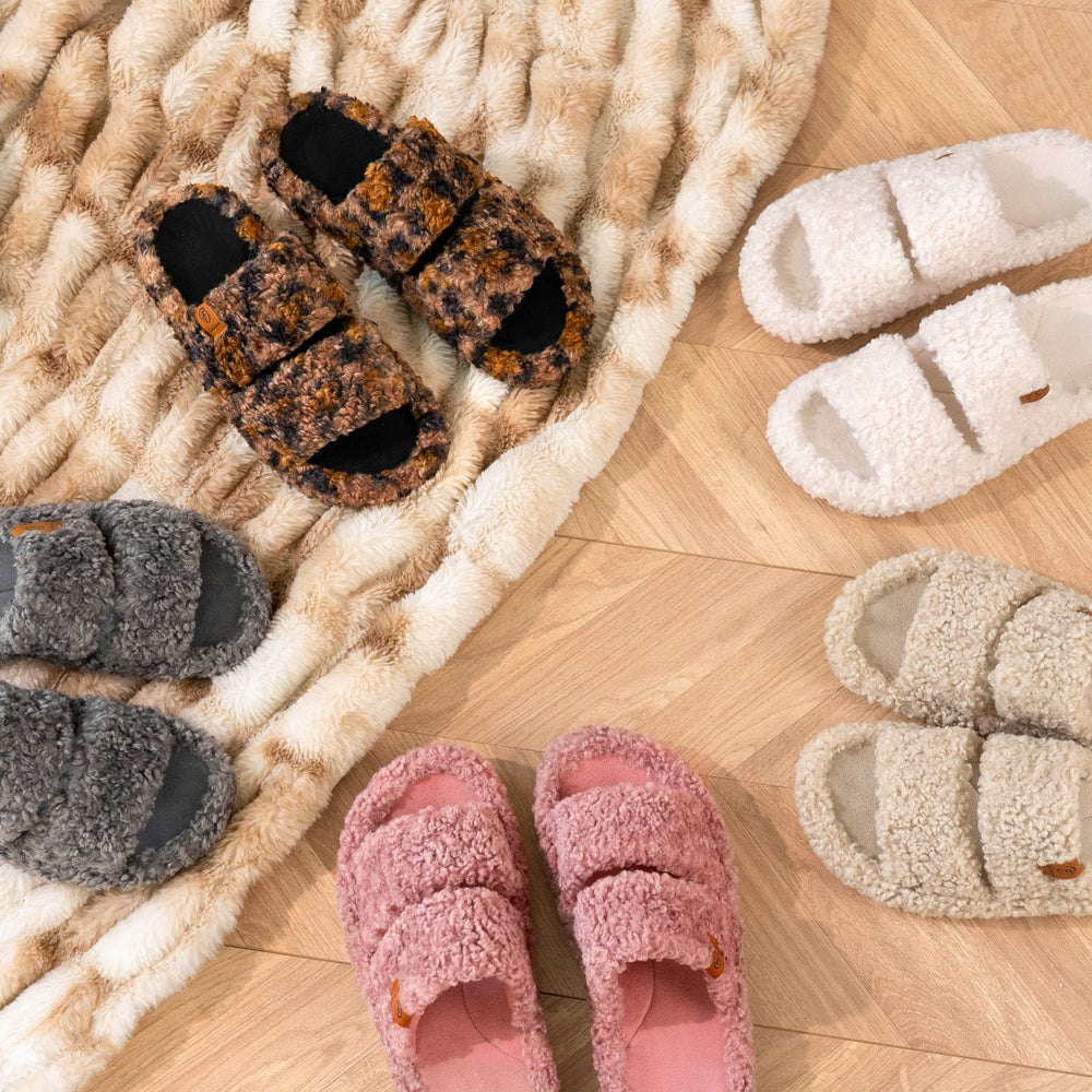 EverFoams soft faux fur upper closeup highlights warm, stylish feel