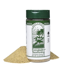 Everglades All Purpose Seasoning bottle pour enhances meats and veggies with bold flavor