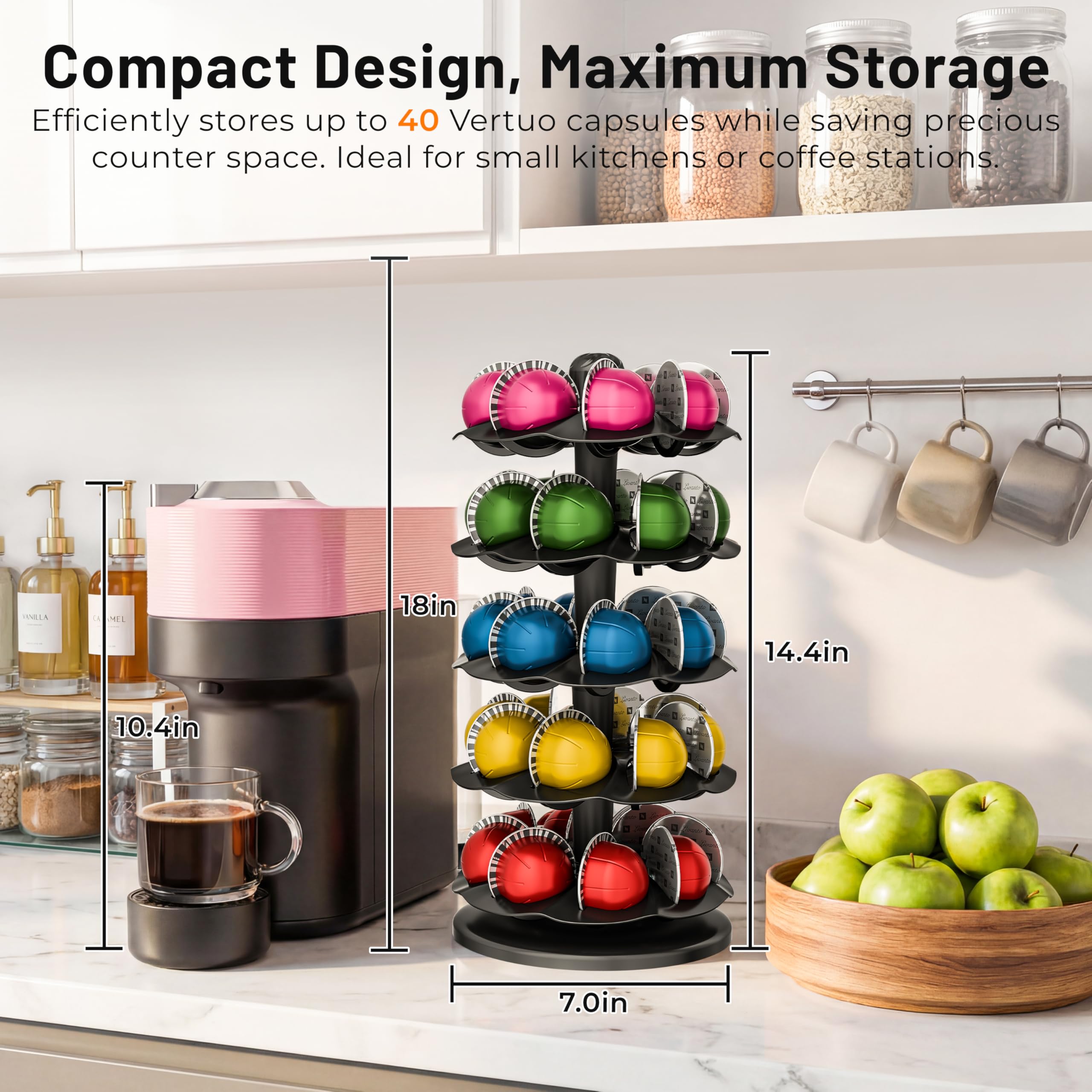 EVERIE Vertuo carousel top knob enables easy one-handed pod access.
