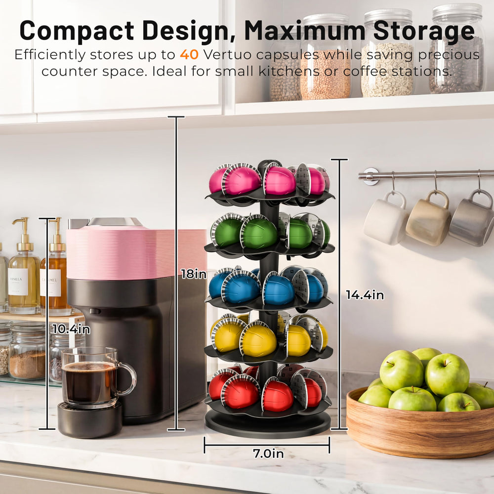 EVERIE Vertuo carousel top knob enables easy one-handed pod access.
