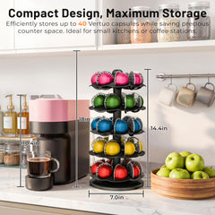 EVERIE Vertuo carousel top knob enables easy one-handed pod access.