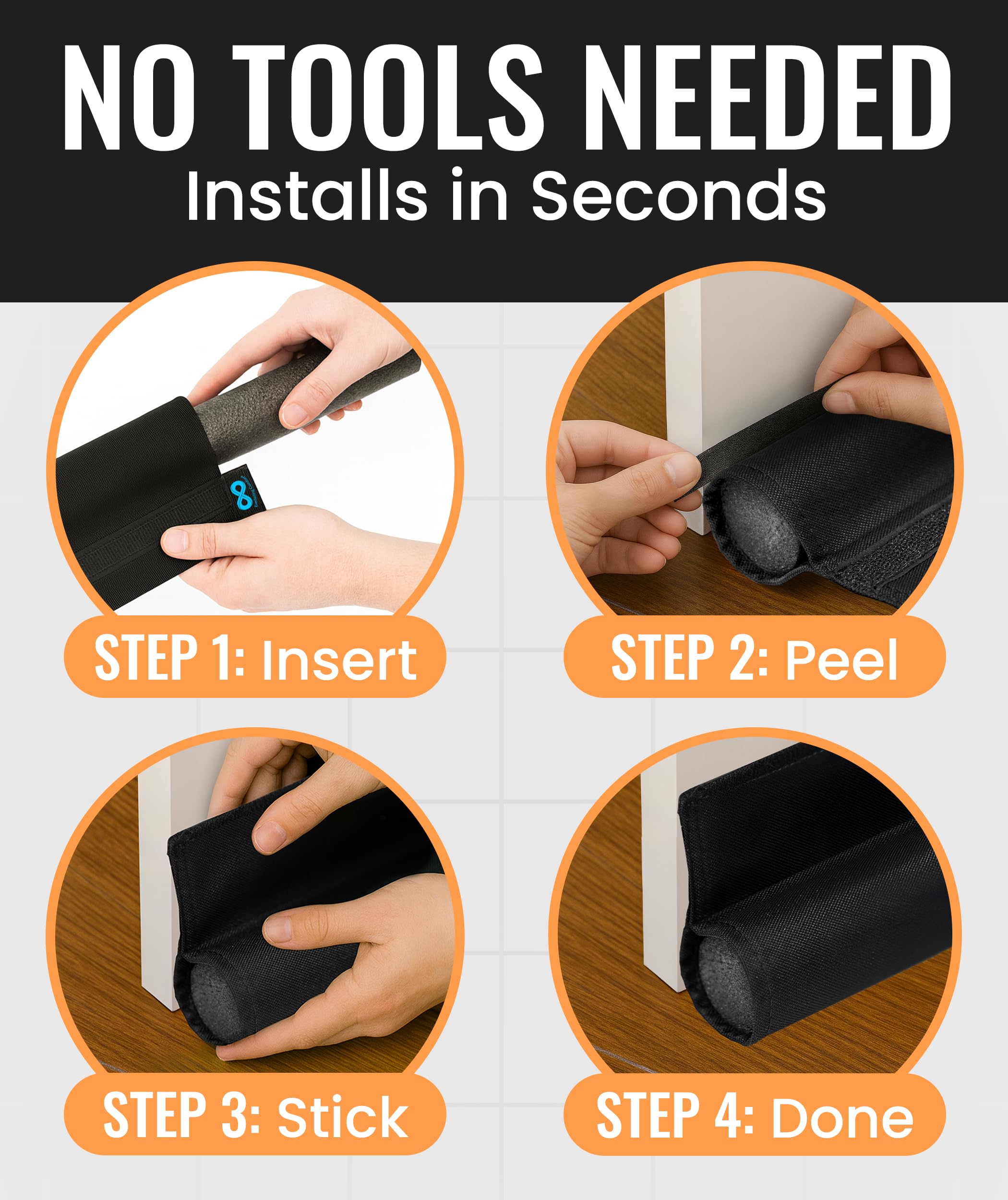 Everlasting Comfort under-door seal with adhesive back for secure fit.