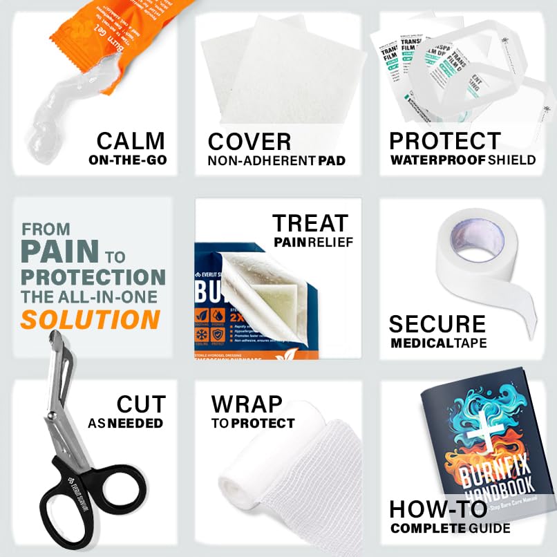 EVERLIT Burn Kit gauze rolls and pads for easy wound coverage and changes.