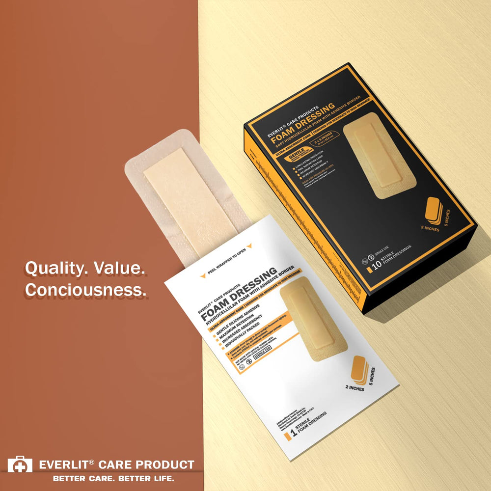 EVERLIT Care 2x5 dressing ideal for chronic wounds, bedsores, and pressure ulcers.