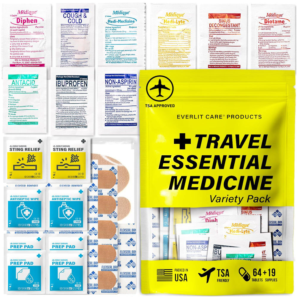 EVERLIT CARE travel essential medicine pack compact kit for on-the-go relief