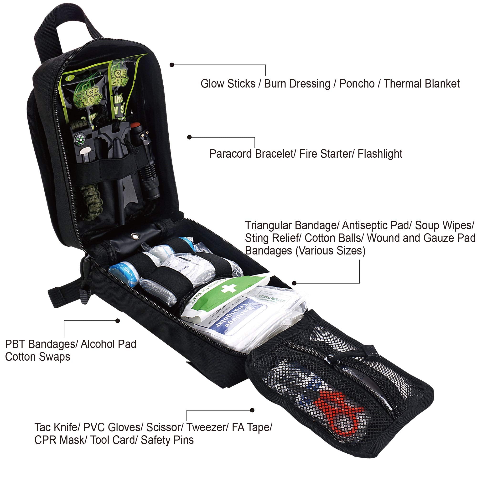 EVERLIT 250 pieces first aid contents arranged for quick access during emergencies