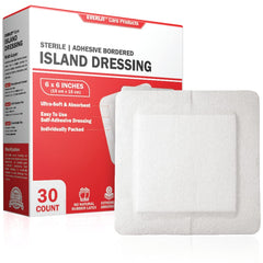 Everlit Island Dressing bordered gauze pack, sterile and ready, provides clean wound coverage.