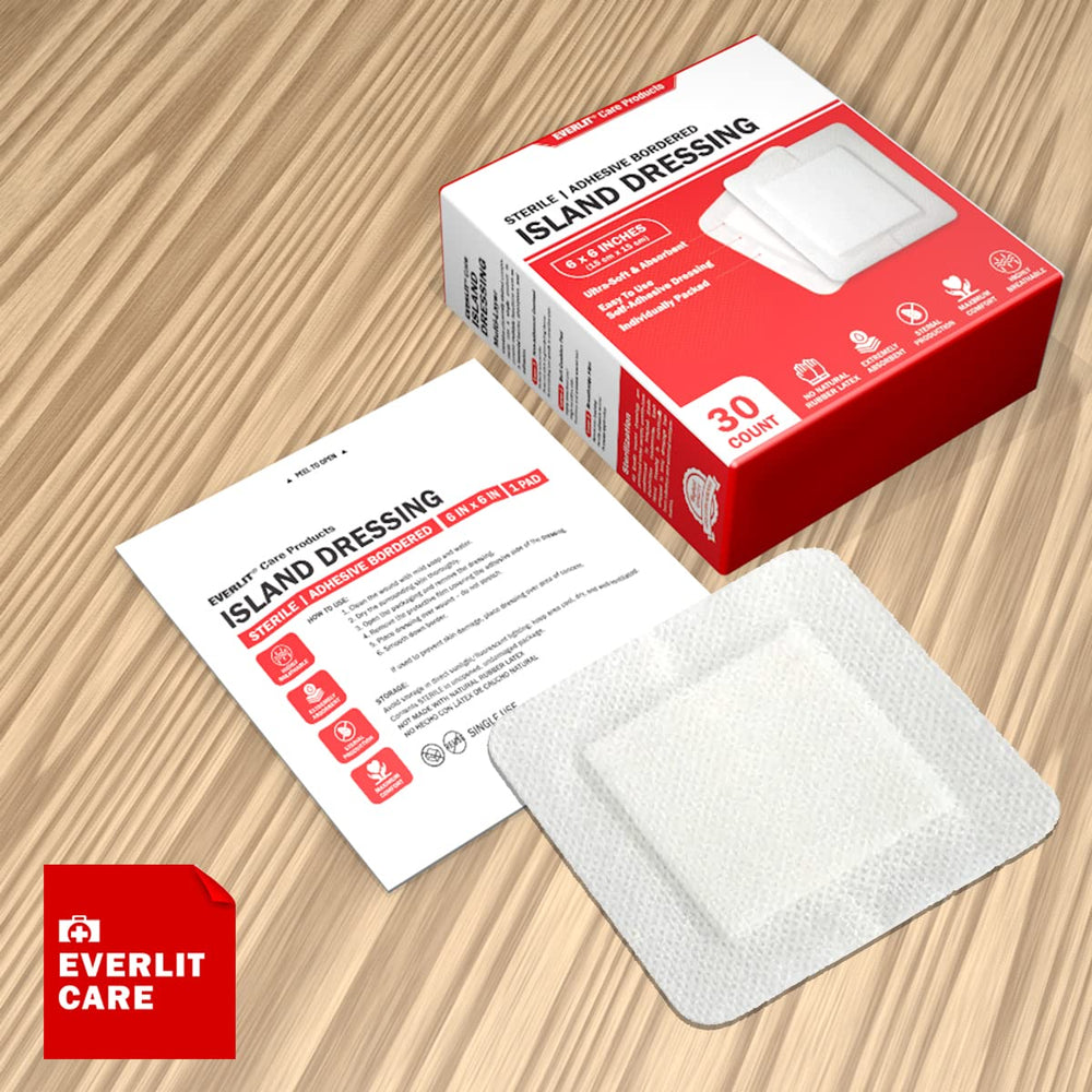 Everlit Island Dressing sterile packaging ensures infection-controlled dressing preparation.