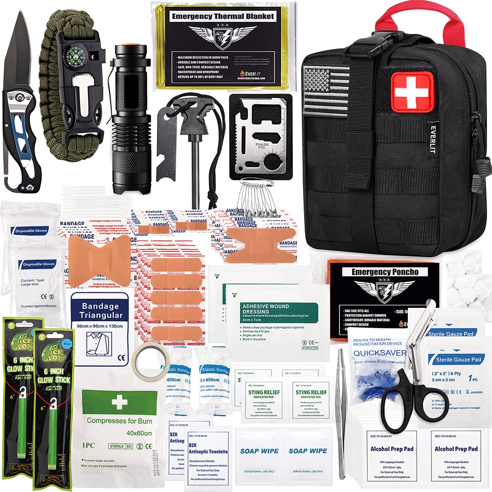 EVERLIT survival kit with Molle pouch keeps emergency gear organized for outdoor trips