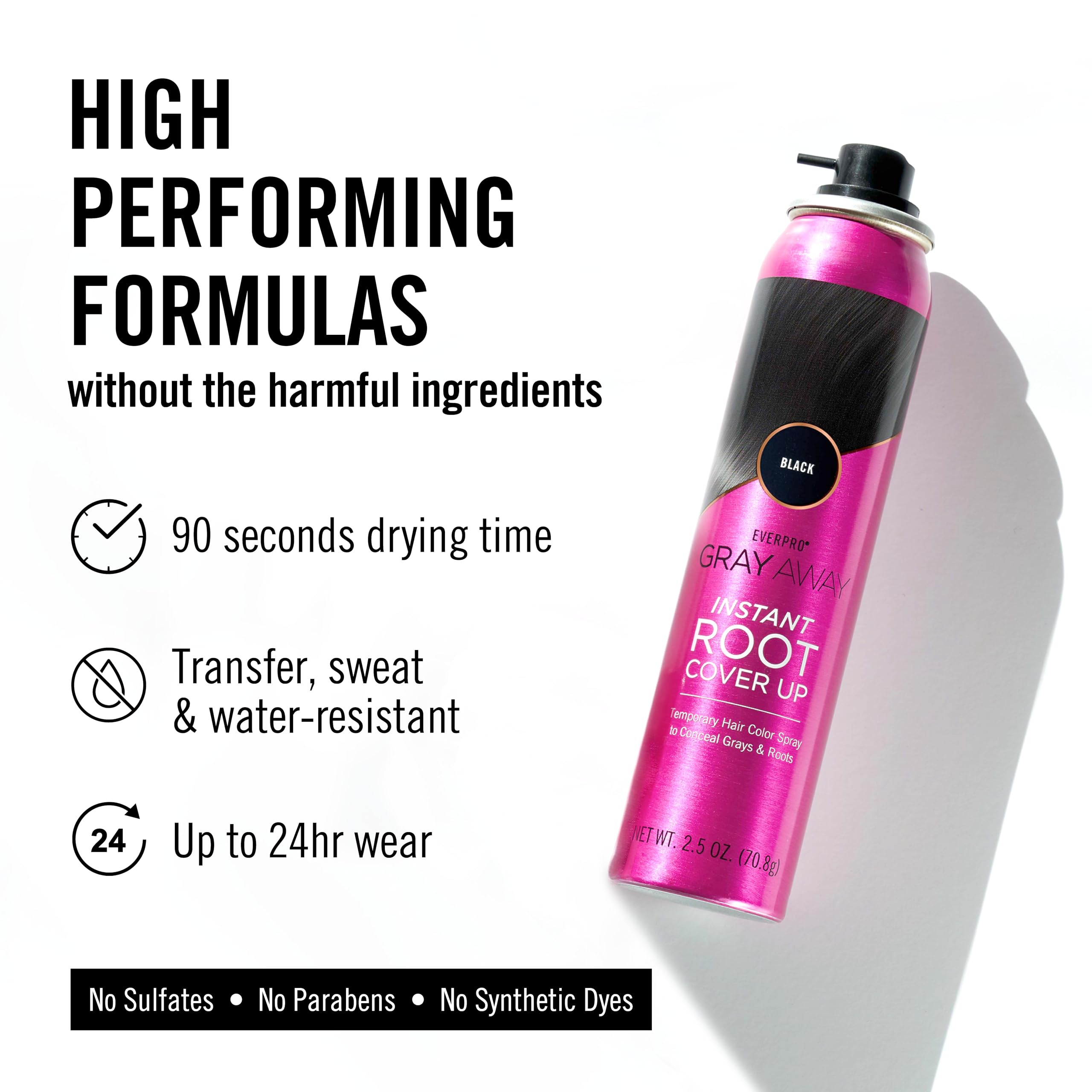 EverPRO Gray Away dries quickly to blend into natural hair.