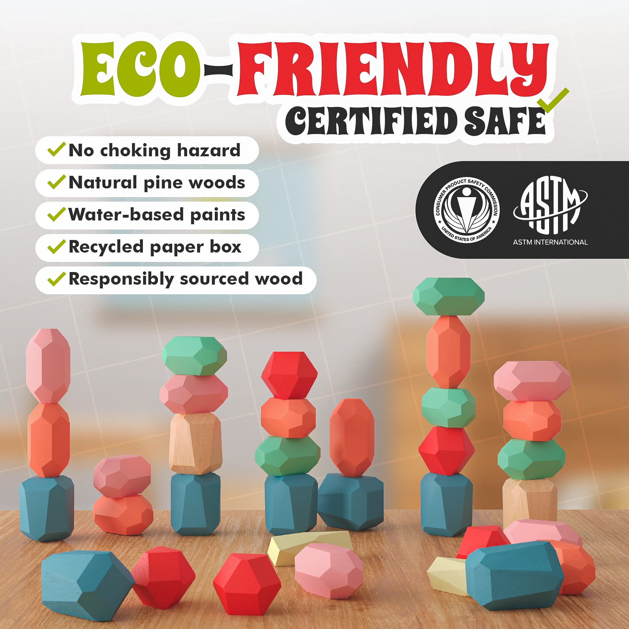 EVERSMART blocks are no choking hazard, enabling safer exploration for toddlers.