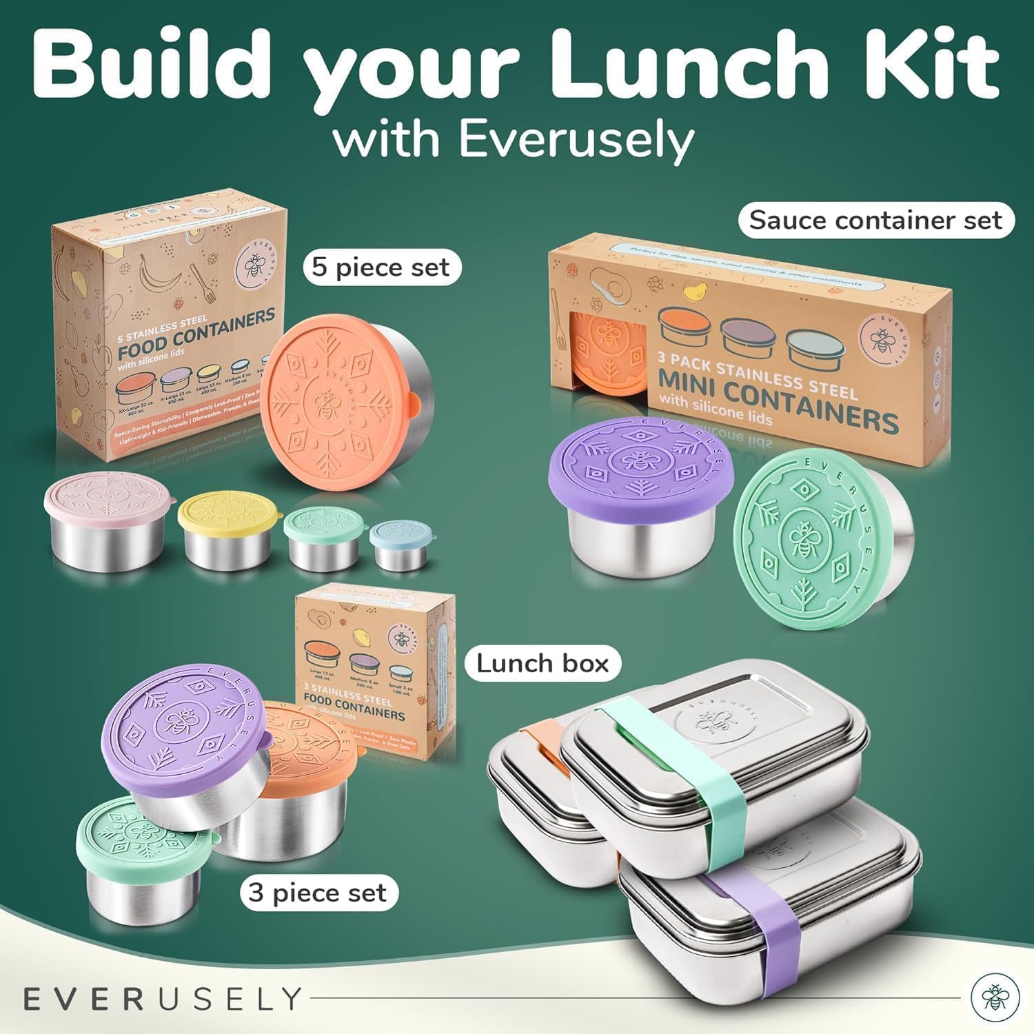 Everusely Bento Box Green packed in a bag for commuting and outings