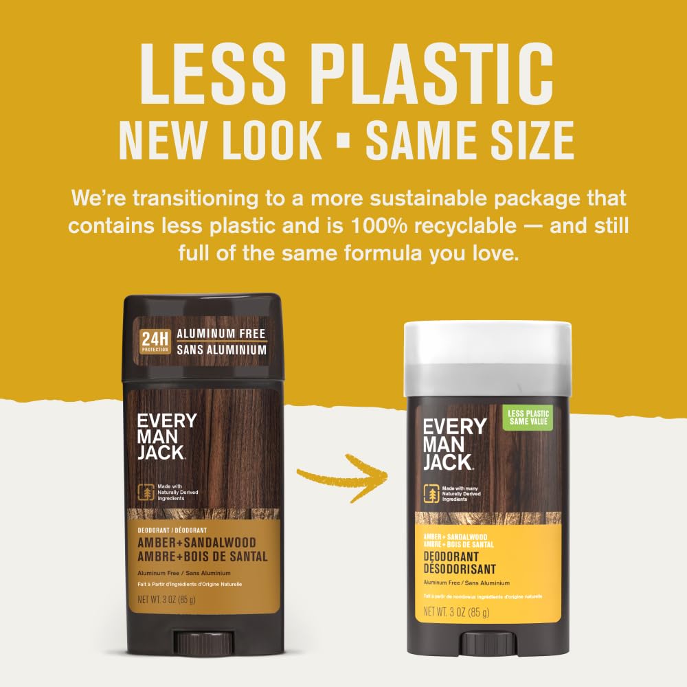 Every Man Jack Amber + Sandalwood 4-pack front view for convenient stock-up.