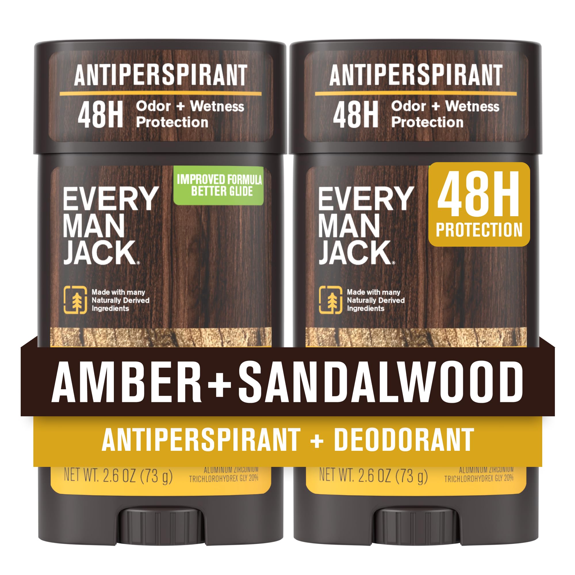 Every Man Jack Amber + Sandalwood 2-pack bottle for daily protection