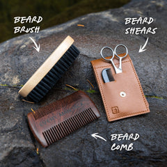 Every Man Jack beard brush with medium stiffness shapes, detangles, and adds polish.