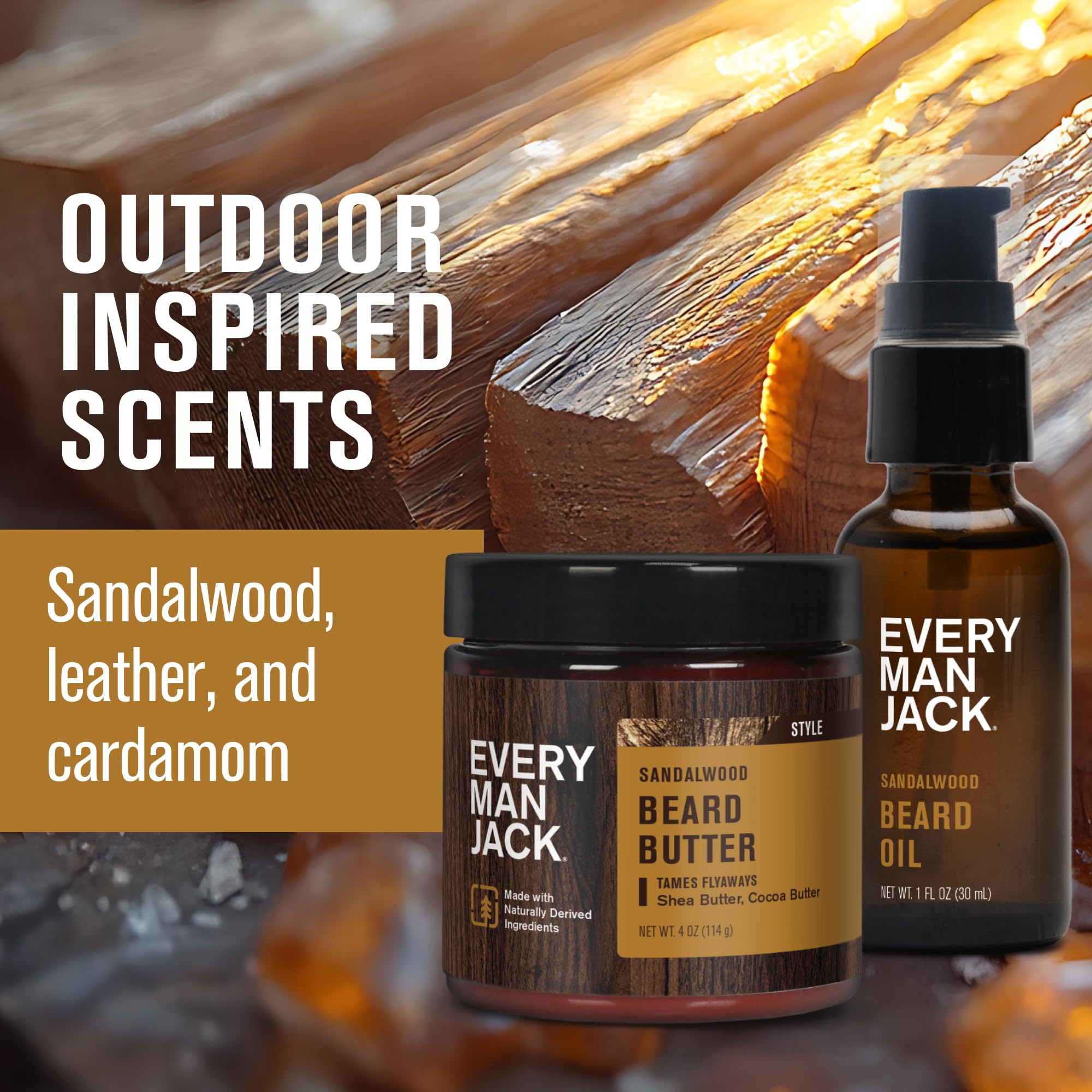 Every Man Jack beard butter tub open displaying cocoa and shea blend