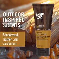 Every Man Jack Beard and Face Recovery Lotion texture close-up creamy non-greasy feel
