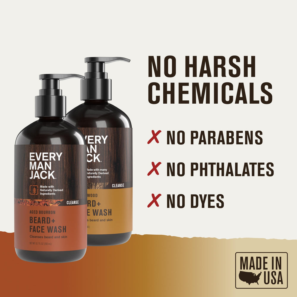 Every Man Jack scent-focused image captures woodsy amber notes and vanilla bean hints