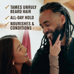 Every Man Jack balm applied to beard delivers smooth, controlled texture