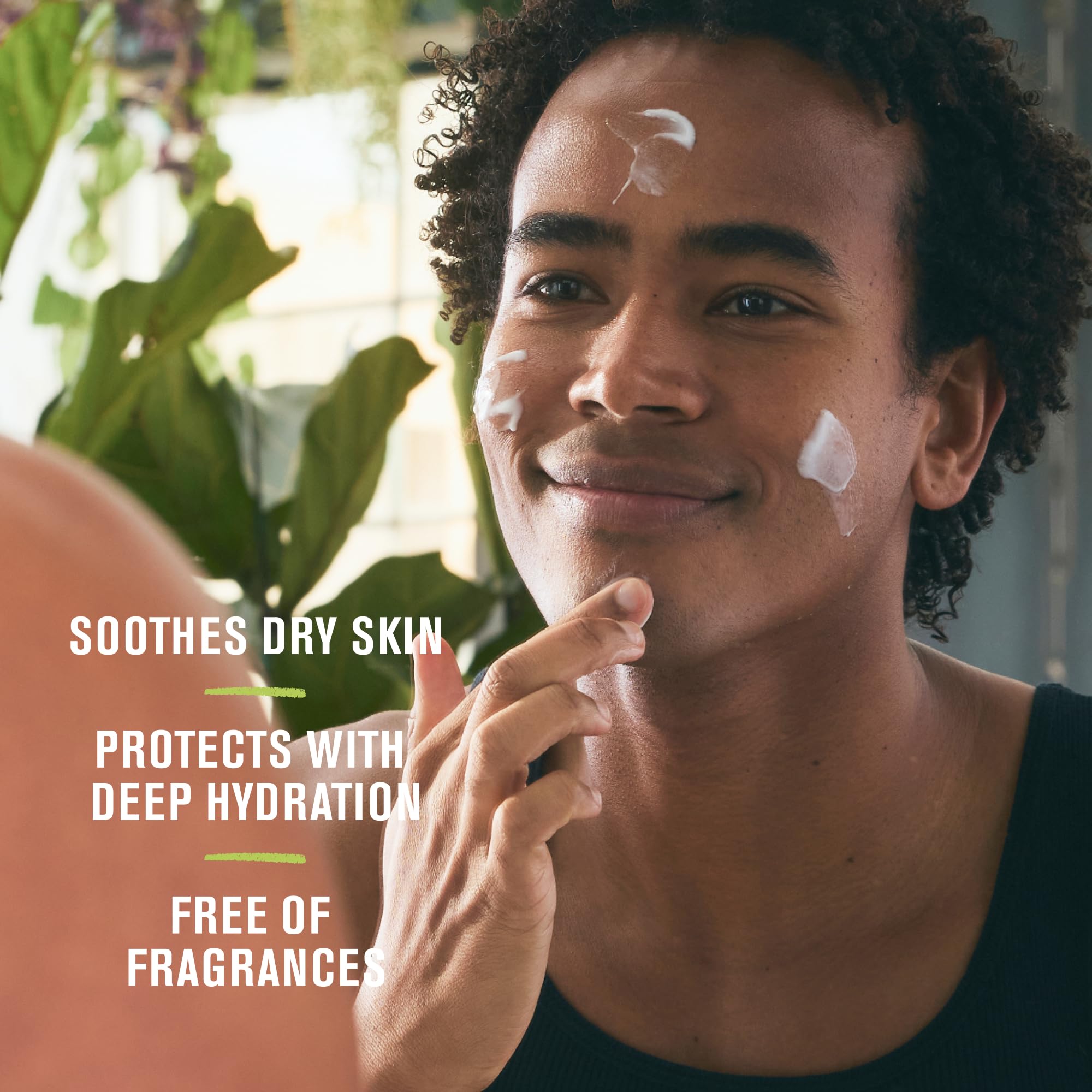 Green tea and caffeine ingredients in Every Man Jack lotion provide refreshed look