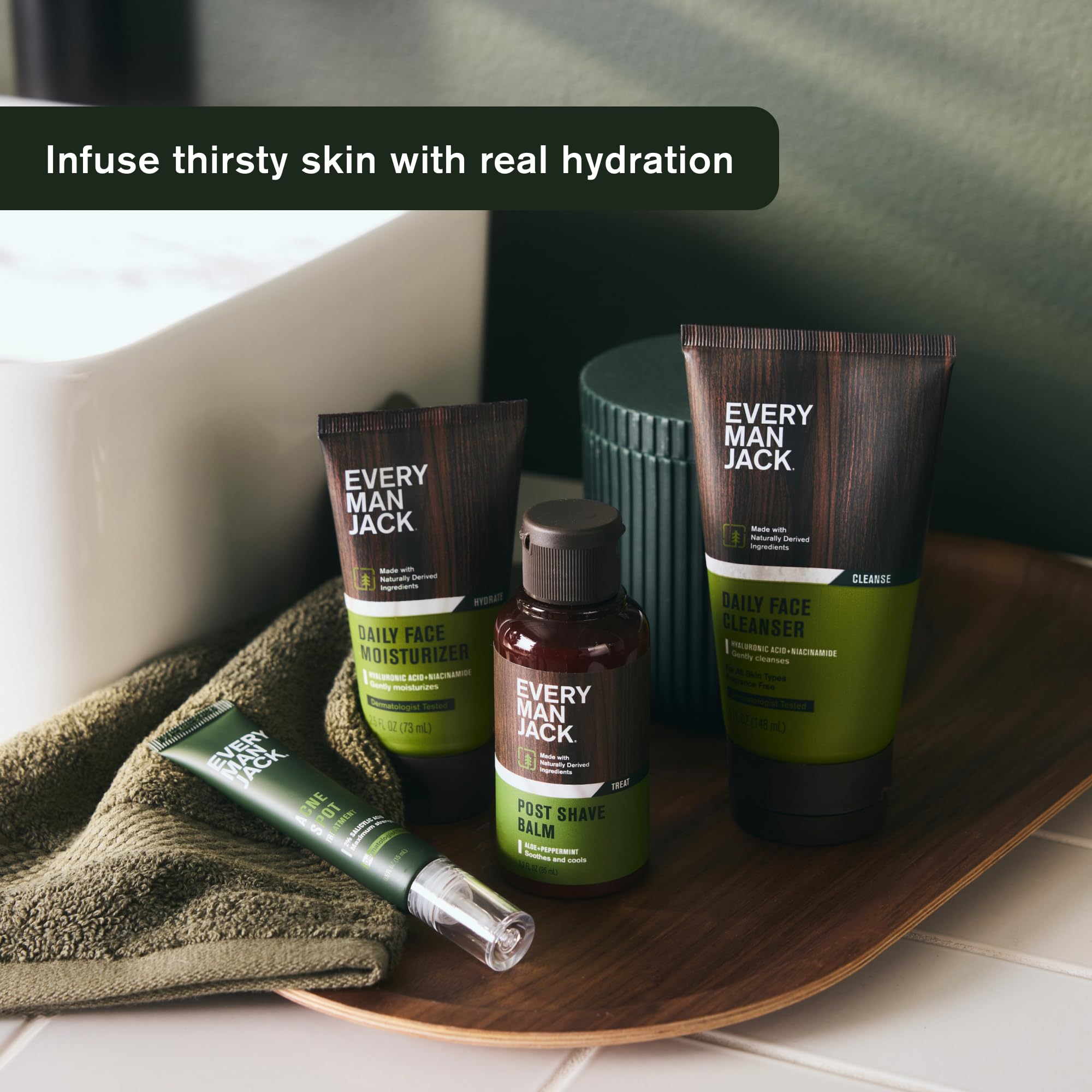 Every Man Jack Daily Face Lotion pump in action shows quick absorption