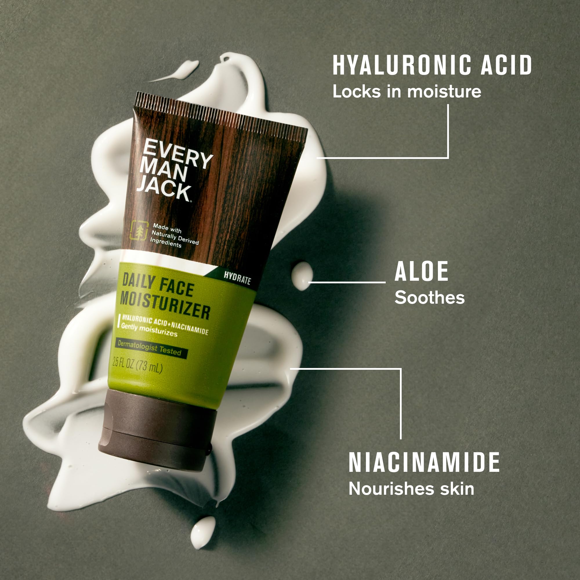 Texture close-up reveals lightweight, fragrance-free cream from Every Man Jack