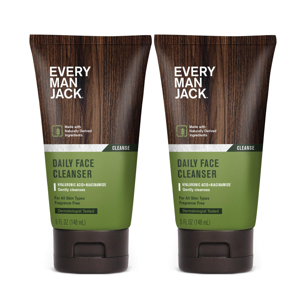 Every Man Jack Hydrating Face Wash bottle showing moisture-friendly formula.