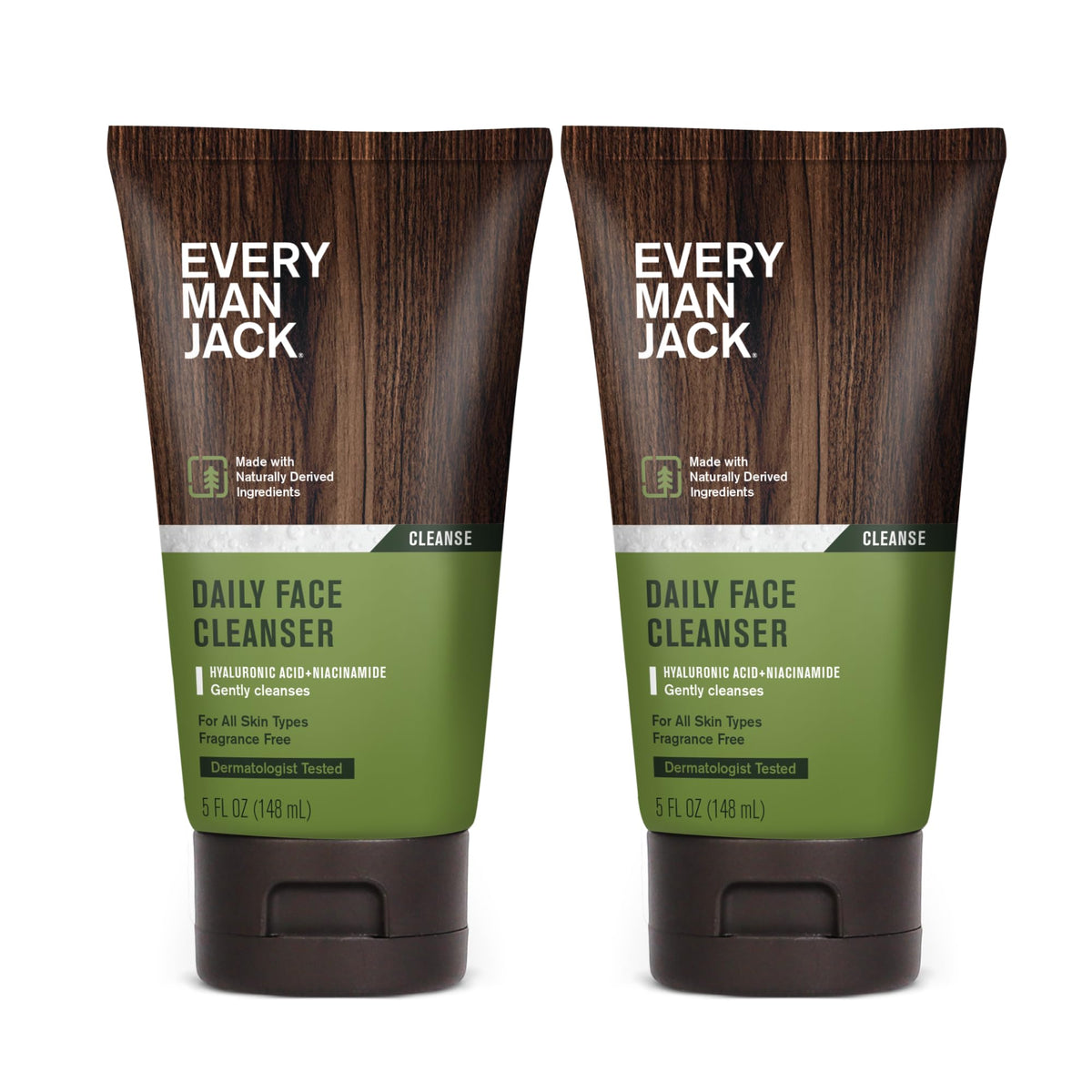 Every Man Jack Hydrating Face Wash bottle showing moisture-friendly formula.